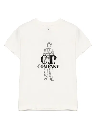 C.p. Company Kids' Graphic-print T-shirt In White