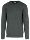 C.p. Company Classic Grey Knit Sweater With Distinctive Lens Detail In Gray