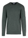 C.p. Company Classic Grey Knit Sweater With Distinctive Lens Detail In Gray