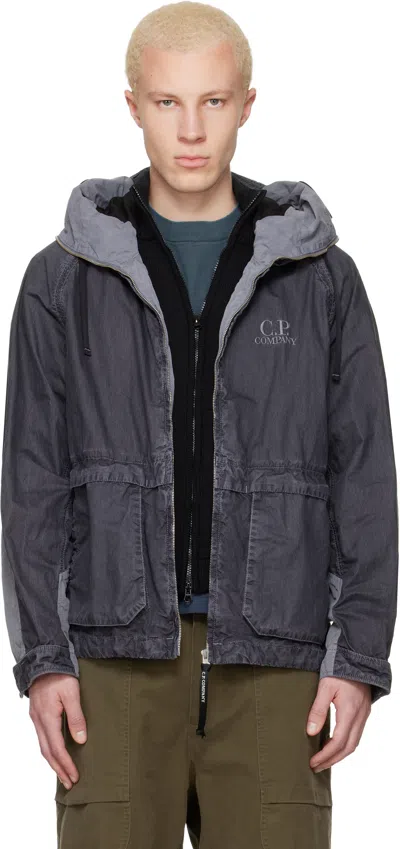 C.p. Company Gray 50 Fili Wax Explorer Jacket In Black