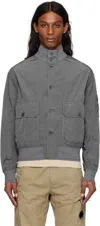 C.p. Company Gray Chrome-r Full Button Jacket In 935 Smoked Pearl