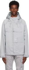 C.p. Company Gray Detachable Patch Jacket In 805 Harbor Mist