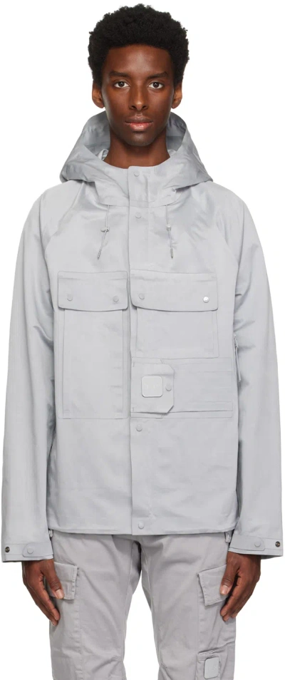 C.p. Company Gray Detachable Patch Jacket In 805 Harbor Mist