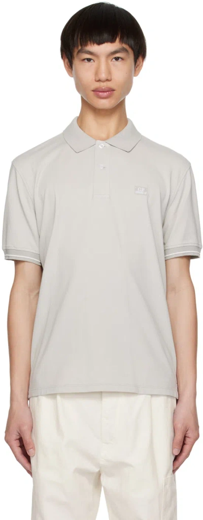 C.p. Company Gray Garment-dyed Polo In 936 Flint Grey