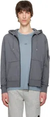 C.p. Company Gray Light Fleece Full Zip Hoodie In 935 Smoked Pearl