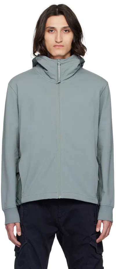 C.P. COMPANY GRAY PANELED HOODIE