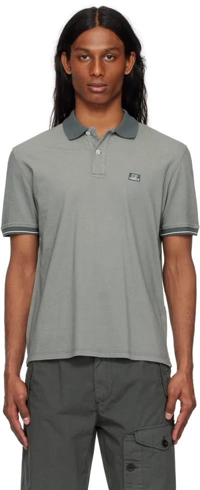 C.p. Company Gray Tacting Piquet Polo In 935 Smoked Pearl