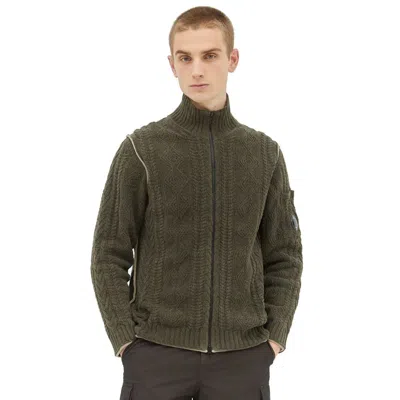 C.p. Company Green Cotton Sweater In Metallic