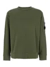 C.p. Company Green Crewneck Sweatshirt With Lens Motif On The Sleeve In Green