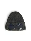 C.p. Company Men Blue And Green Wool Braided Pattern Glasses Detail Ribbed Brim Close-fitting In Black