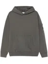 C.p. Company Grey Cotton Sweatshirt With A Kangaroo Pocket And Hood In Grey
