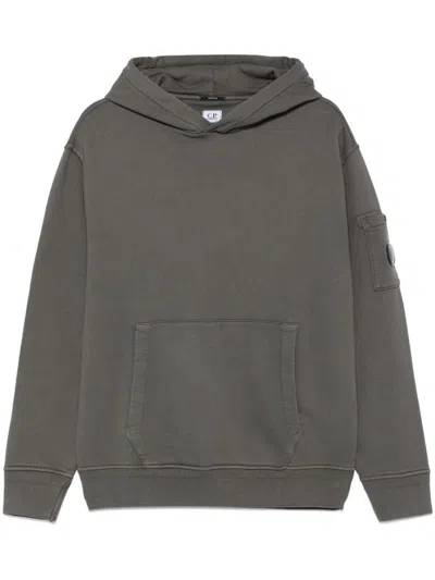 C.p. Company Grey Cotton Sweatshirt With A Kangaroo Pocket And Hood In Gray