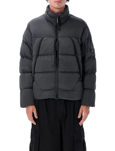 C.P. COMPANY GREY HOODED DOWN PUFFER JACKET