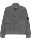 C.p. Company High Collar Nylon Jacket With Arm Patch In Grey