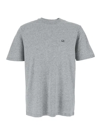 C.P. COMPANY GREY T-SHIRT WITH LOGO PRINTED ON THE FRONT IN COTTON MAN