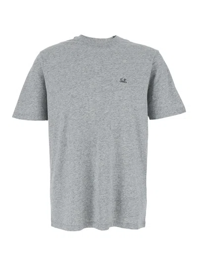 C.p. Company Grey T-shirt With Logo Printed On The Front In Cotton Man In Gray