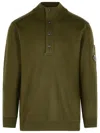 C.p. Company Wool Blend Sweater Arm Patch In Green