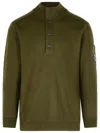 C.p. Company Wool Blend Sweater Arm Patch In Green