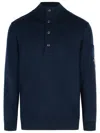 C.p. Company Grs Wool Blend Sweater With Arm Pocket In Blue