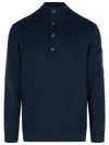 C.p. Company Grs Wool Blend Sweater With Arm Pocket In Blue
