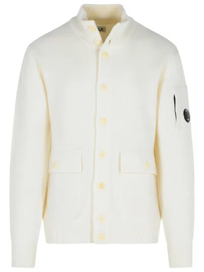 C.P. COMPANY GRS' WHITE WOOL BLEND SWEATER