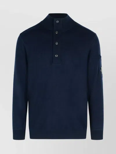 C.p. Company Grs Wool Blend Sweater With Arm Pocket In Blue