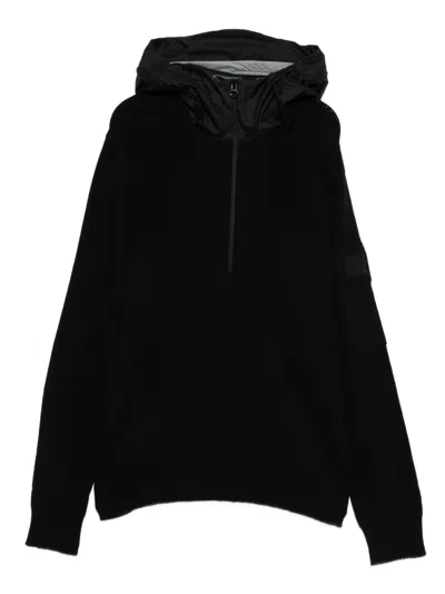 C.p. Company Half-zip Hooded Jumper In Black