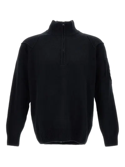 C.p. Company C.p.company Lambswool Grs Half Zip Sweater In Black