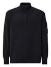 C.p. Company C.p.company Half Zip Sweater With Lens Detail In Blue