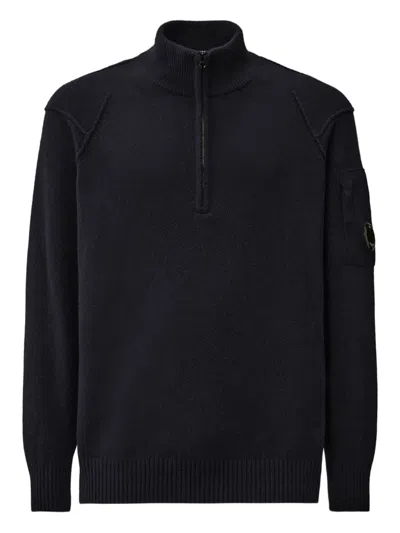 C.P. COMPANY HALF-ZIP LENS-DETAIL SWEATER