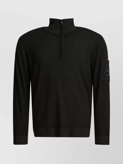 C.P. COMPANY HALF-ZIP MERINO WOOL KNIT PULLOVER