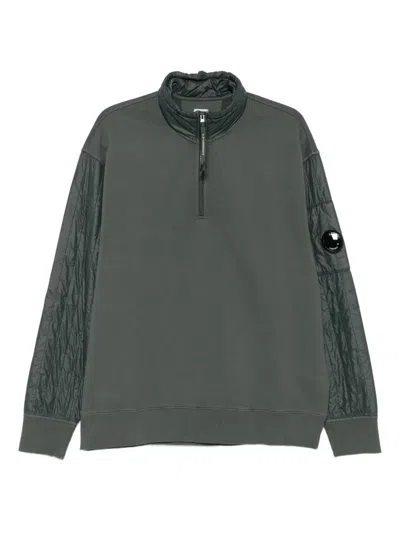C.p. Company Half-zip Quilted Sleeve Sweatshirt In Blue