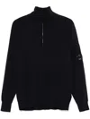 C.p. Company Light Fleece Half Zipped Sweatshirt Total Eclipse Blue In Blue