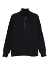 C.p. Company Sweatshirts Polo Collar In Diagonal Raised Fleece Clothing In Black
