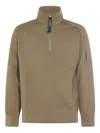 C.p. Company Half Zip Sweatshirt In Brown