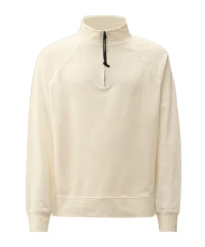 C.p. Company Half-zipper Logo Sweater In Nude