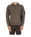 C.p. Company Half Zipper Sweater In Brown
