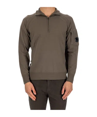 C.p. Company Half Zipper Sweater In Brown