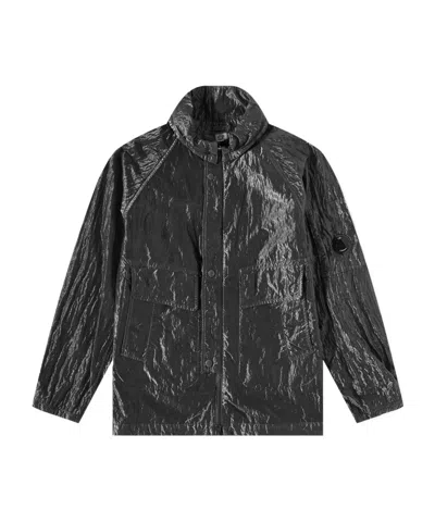 C.p. Company Hidden Hood Casual Jacket In Black