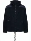 C.p. Company High Collar Black Casual Jacket With Zipper Closure And Textured Panels In Blue