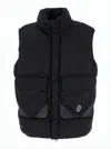 C.p. Company Black Vest With Mock Drawstring Neck And Logo Plaque On The Front In Black