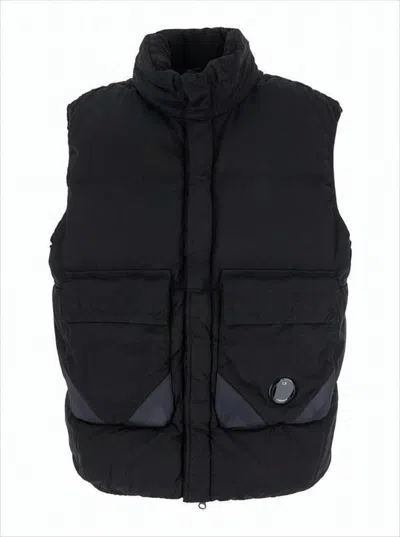 C.P. COMPANY HIGH COLLAR PADDED VEST WITH DETACHABLE HOOD