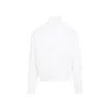 C.p. Company High-collared Button-up Jacket With Ribbed Details In White