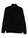 C.p. Company C.p.company Logo Wool Turtle-neck Sweater In Black