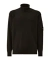 C.p. Company Lambswool Turtleneck With Ribbed Detailing And Lens Pocket In Black