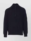 C.p. Company High Neck Long Sleeve Knit Polo In Black