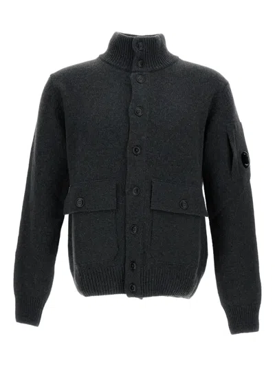 C.p. Company High-neck Pocket Cardigan In Black