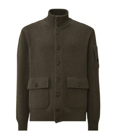 C.p. Company High-neck Pocket Cardigan In Green