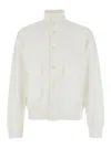C.p. Company White Sweater With High Neck And Front Button Closure In White