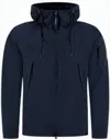 C.p. Company Hooded Blue Zip Jacket With Adjustable Drawstrings In Blue